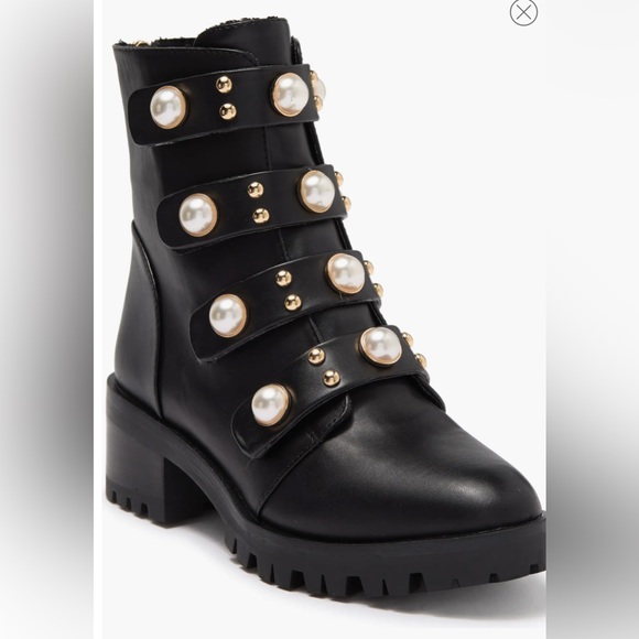 Karl Lagerfeld Penelope Studded Lug Sole Combat Boot - Picture 1 of 8